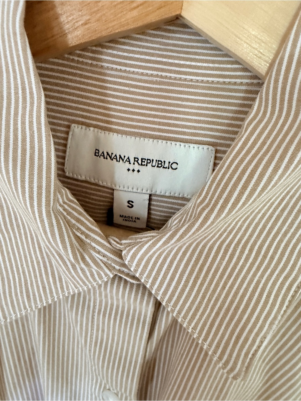 Banana Republic Tan & White Shirt Dress
